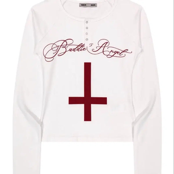 [BUNJANG] NIER NOR Baddie's Angel Long Sleeve T-Shirt / 니어노어 NIER NOR Baddie's Angel 롱슬리브 티셔츠