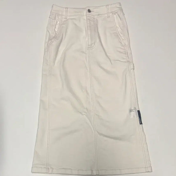 [BUNJANG] Andar Pink Stitch Carpenter Denim Skirt White Size 2 / 여성 안다르 Andar 핑크 스티치 카펜터 데님 스커트 화이트 2