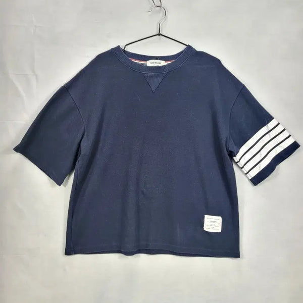 [BUNJANG] Thom Browne Navy Four-Bar Armband T-Shirt / 톰브라운 네이비 4선 완장 반팔 티셔츠