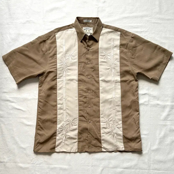 [BUNJANG] Bamboo Cay Khaki Beige Bamboo Embroidered Resort Shirt M (105) / Bamboo Cay 카키 베이지 대나무 자수 리조트 셔츠 M (105)
