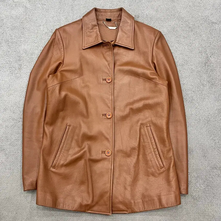 [BUNJANG] Vintage Brown Leather Jacket / 66 빈티지 양가죽 브라운 레더 자켓