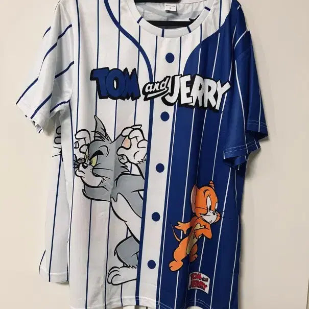 [BUNJANG] Tom and Jerry Jersey Style Couple T-Shirt Set (L, S) - New / 톰과제리 져지 스타일 커플 티셔츠(L,S) 2개 일괄 새상품