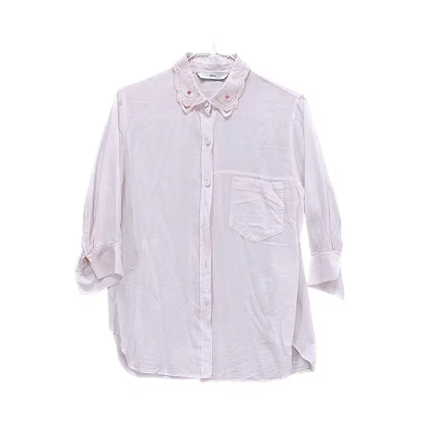 [BUNJANG] DUEL Loose Fit Chiffon Blouse - Light Pink / 듀엘 여성 러블리한 루즈핏 쉬폰블라우스 85 연핑크 01141
