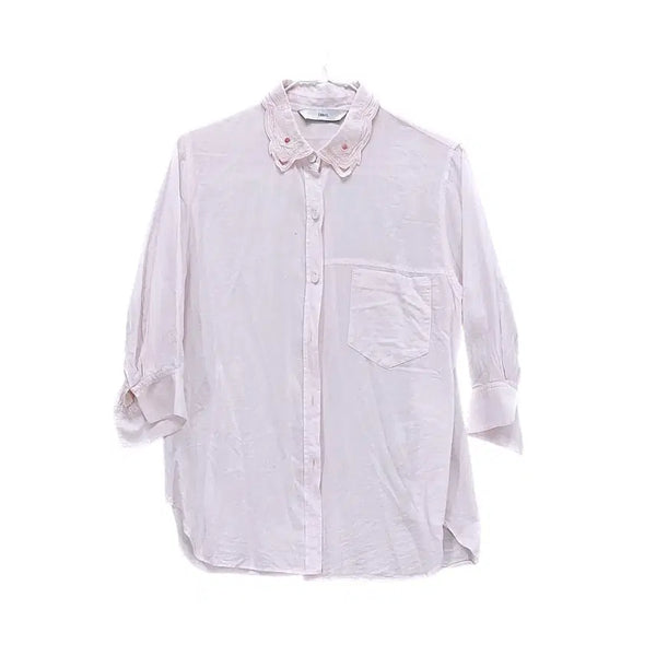 [BUNJANG] DUEL Loose Fit Chiffon Blouse - Light Pink / 듀엘 여성 러블리한 루즈핏 쉬폰블라우스 85 연핑크 01141