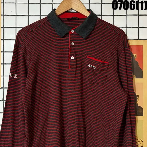 [BUNJANG] Louis Quatorze Striped Long Sleeve Polo Shirt / 루이까또네 스트라이프 롱슬리브 폴로셔츠 100
