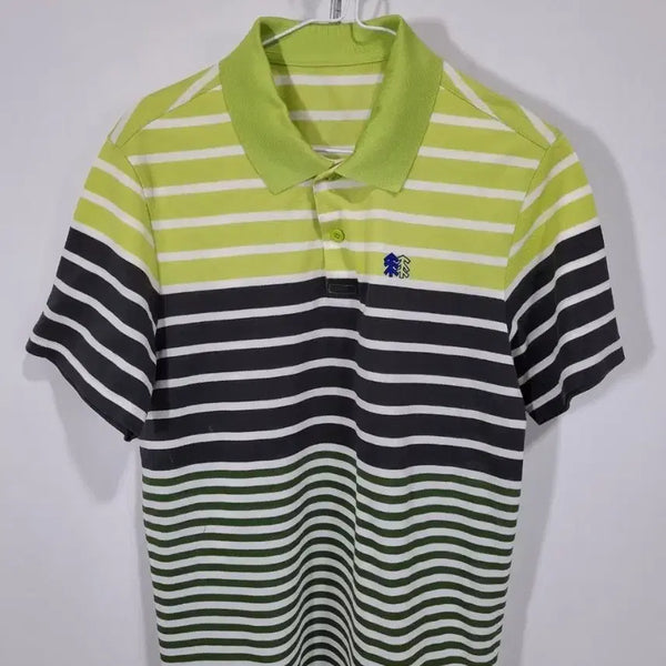 [BUNJANG] Kolon Sport Striped Polo Shirt Green/Black Size 100 / 코오롱 스포츠 카라티 그린/블랙