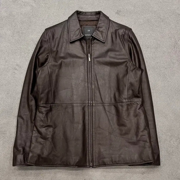 [BUNJANG] Vintage Genuine Leather Zip-Up Jacket / L 빈티지 소가죽 집업레더 자켓