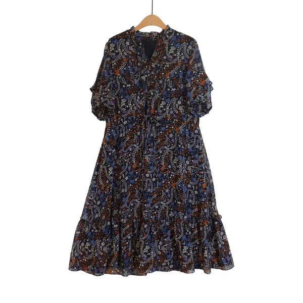 [BUNJANG] O.A.RO Flower Chiffon Long Dress / O.A.RO 플라워 쉬폰 롱원피스 66 허리스트링 프릴 원피스