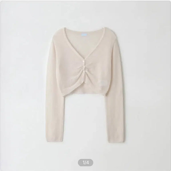 [BUNJANG] Berni Blossom Bolero Cardigan Pink / 베르니 블라썸 볼레로 가디건 핑크