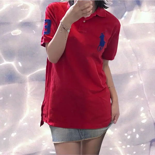 [BUNJANG] Polo Ralph Lauren Big Pony Chief-Keep Red Short Sleeve Polo Shirt - Size M / 폴로 랄프로렌 빅포니 치프키프 레드 반팔 카라 티셔츠 M