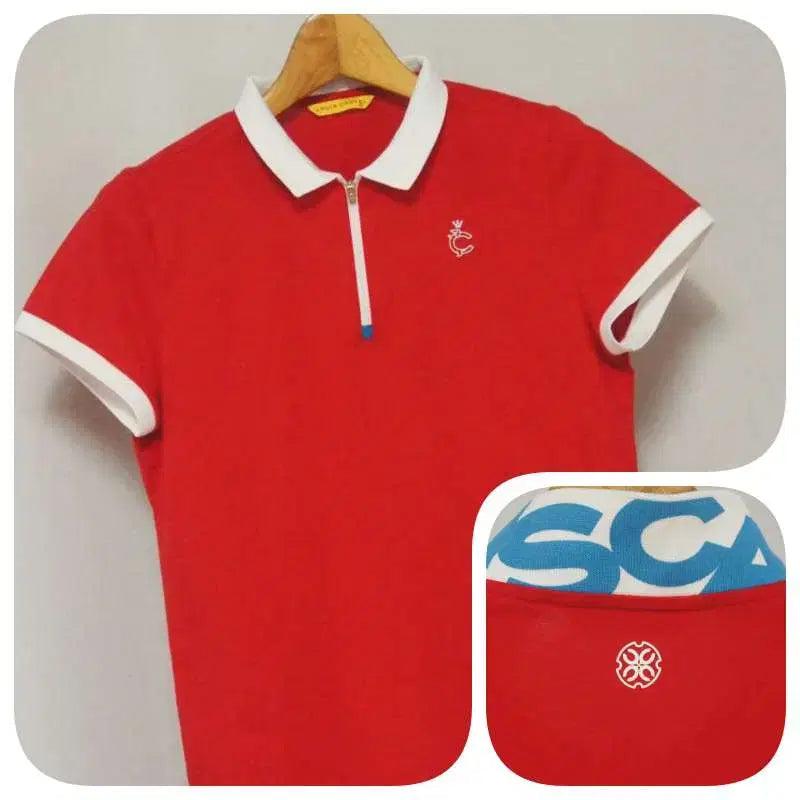 [BUNJANG] Louis Castel Red Half-Zip Golf T-Shirt Women's 95 / 루이까스텔 레드 반집업 골프티셔츠 여성95