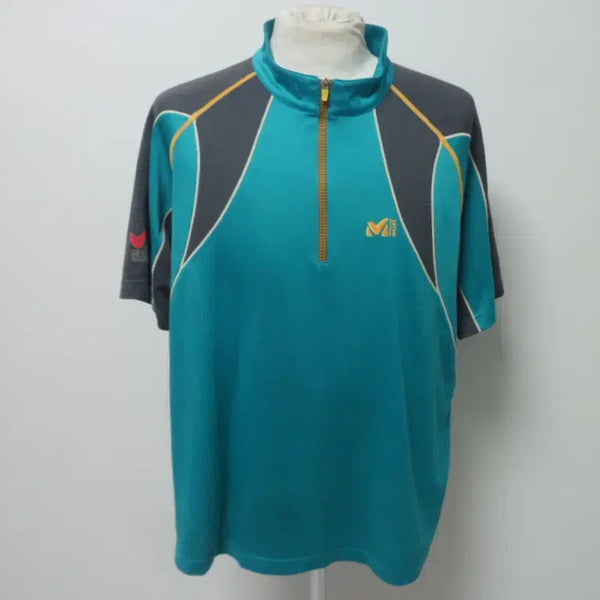 [BUNJANG] Millet Men's Half Sleeve T-Shirt Green/Gray Size 105 / 밀레/남성/일상복/등산/반팔 티셔츠/105사이즈/새제품수준