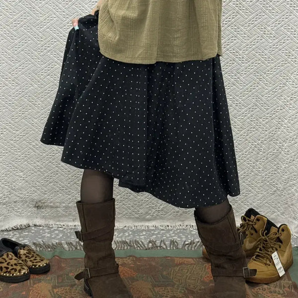 [BUNJANG] Uniqlo Vintage Rococo Kitsch Dot Flare Long Skirt / 유니클로 빈티지 로코코 키치 도트 플레어 롱스커트 K0410