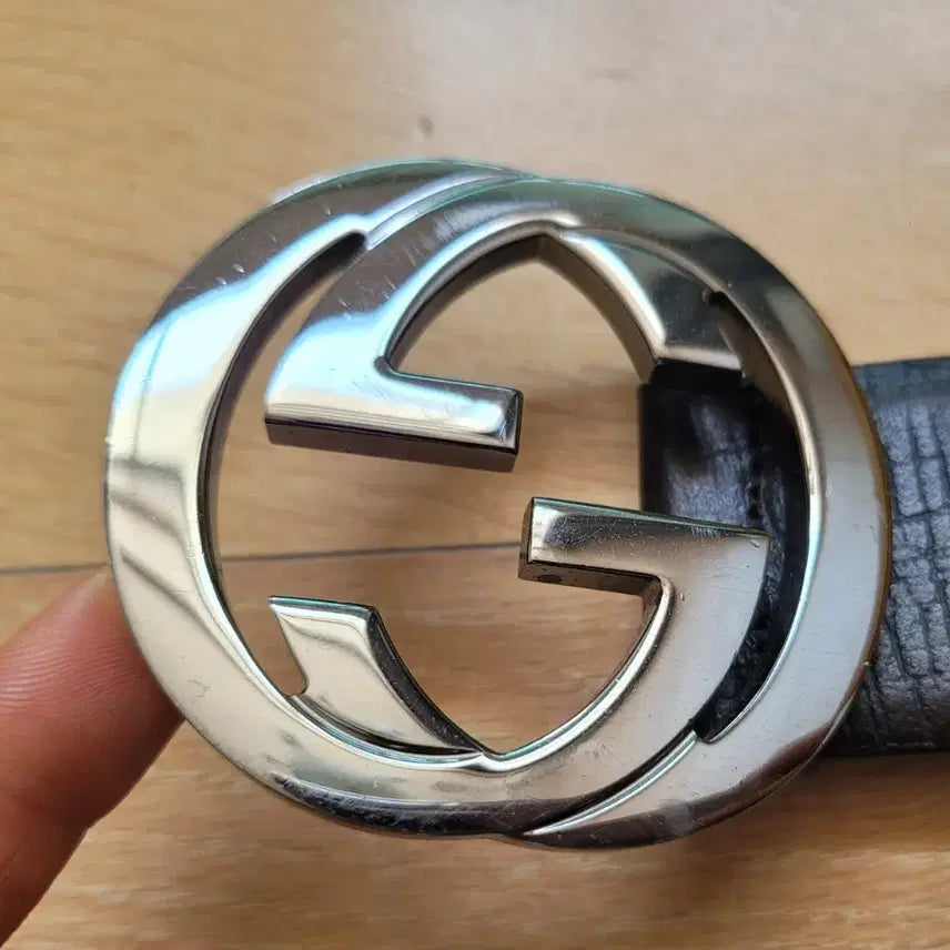 [BUNJANG] Gucci Interlocking GG Logo Silver Buckle Belt / 구찌 인터로킹 GG로고 실버버클 벨트 리폼용벨트