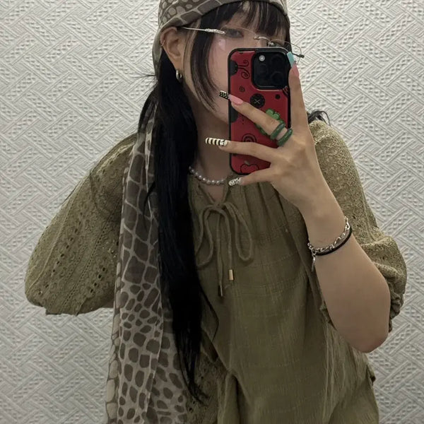 [BUNJANG] Vintage Hime Gyaru Leopard Sheer Scarf / 빈티지 히메갸루 호피 레오파드 시어 스카프 K0411