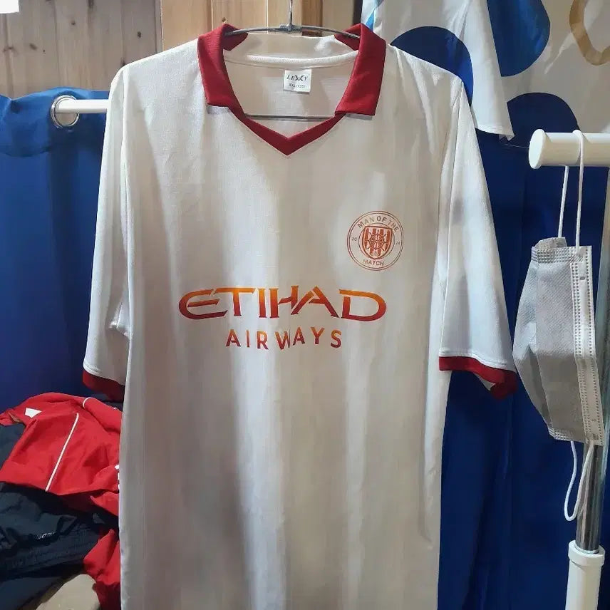 [BUNJANG] Manchester City Etihad Airways Marked Jersey White XL / 맨시티 마킹 유니폼 화이트 XL