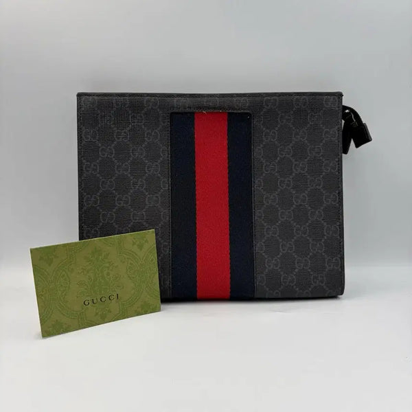 [BUNJANG] Gucci GG Supreme Web Stripe Clutch Bag / 구찌 GG 슈프림 웹 삼선 클러치백