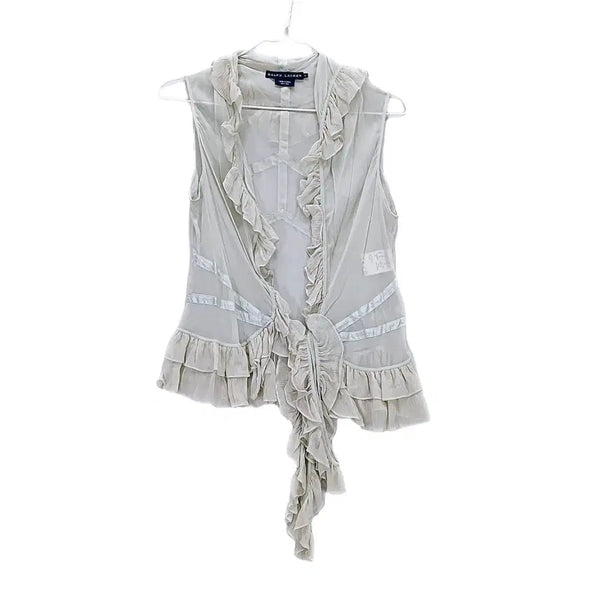 [BUNJANG] Ralph Lauren Women's Feminine Silk Blouse Ivory 85 / 랄프로렌 여성 페미닌한 실크블라우스 85 아이보리 01134