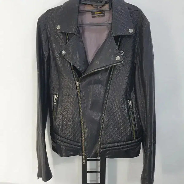 [BUNJANG] Diesel Black Gold Lambskin Rider Jacket / 디젤 블랙 골드 양가죽 라이더 자켓 M