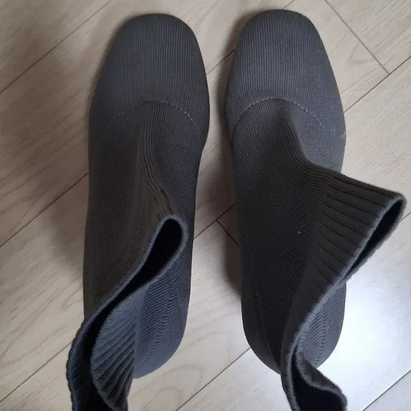[BUNJANG] Knit Socks Boots Grey / 니트 삭스 부츠 그레이