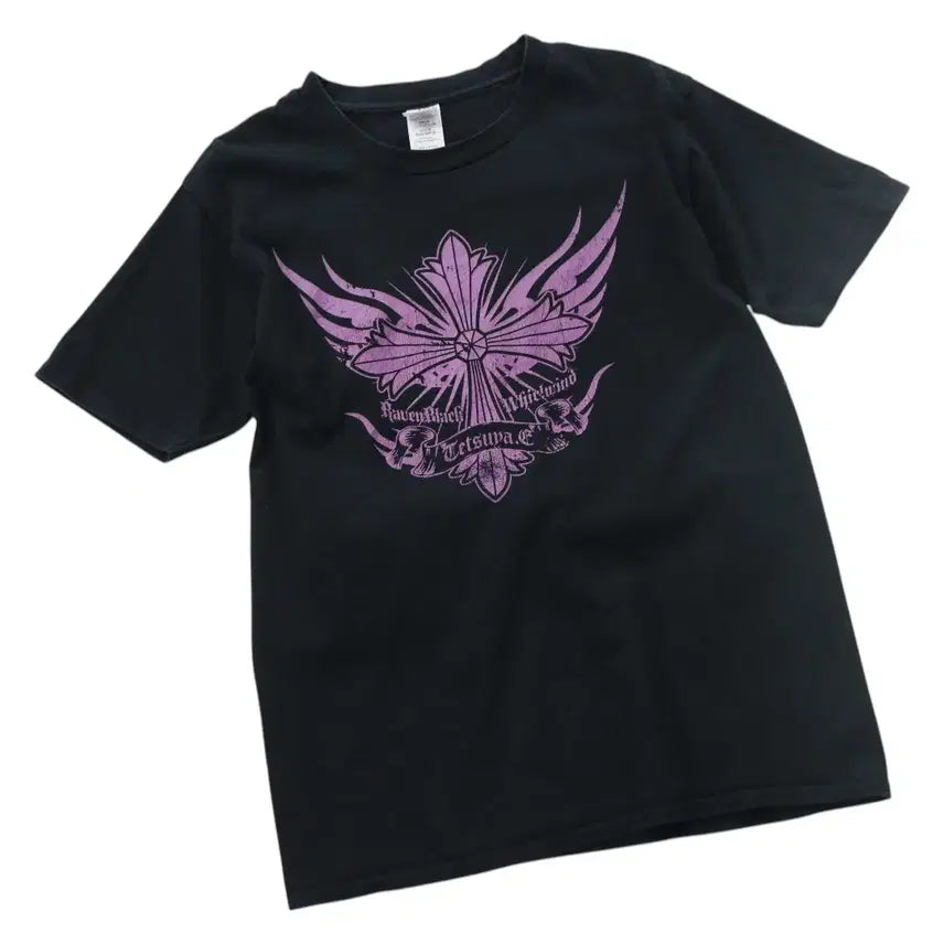 [BUNJANG] Vintage Gothic Cross Graphic Black T-Shirt (S) / 빈티지 고딕 크로스 그래픽 블랙 반팔티셔츠 (S)