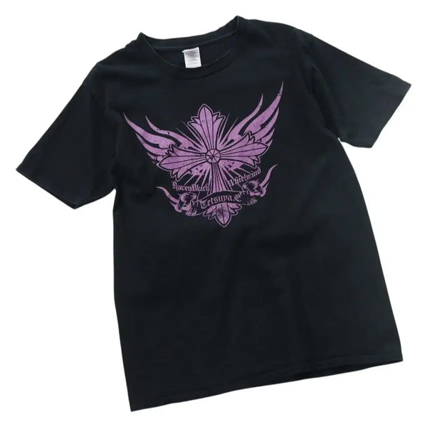 [BUNJANG] Vintage Gothic Cross Graphic Black T-Shirt (S) / 빈티지 고딕 크로스 그래픽 블랙 반팔티셔츠 (S)