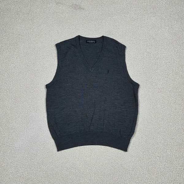 [BUNJANG] Saint Laurent Monogram Embroidered V-Neck Knit Vest / [입생로랑] 모노그램 자수 브이넥 니트 조끼 | A00502