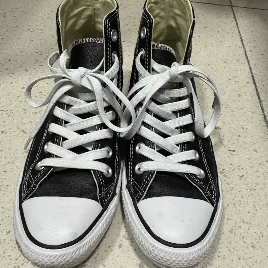 [BUNJANG] Converse All Star High Leather Black US 7 / [250]컨버스 올스타 하이 레더