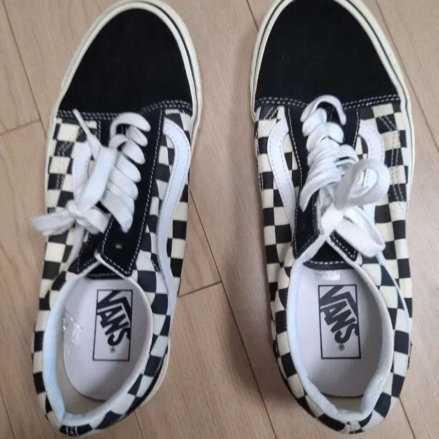 [BUNJANG] Vans Old Skool Checkerboard Black White Sneakers / 반스 올드스쿨 체커보드 블랙 화이트