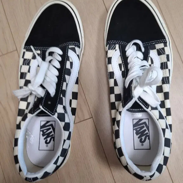 [BUNJANG] Vans Old Skool Checkerboard Black White Sneakers / 반스 올드스쿨 체커보드 블랙 화이트