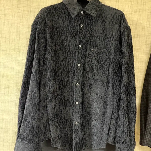 [BUNJANG] Wooyoungmi 24FW Navy Velvet Outer Shirt Size 48 / 우영미 24FW 네이비 벨벳 아우터셔츠 48(100)