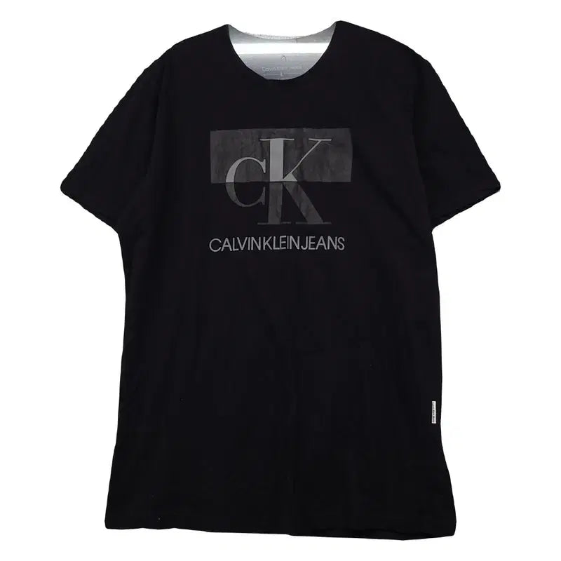 [BUNJANG] Calvin Klein Printed Black T-Shirt (L) / 캘빈클라인 프린팅 블랙 반팔티 L