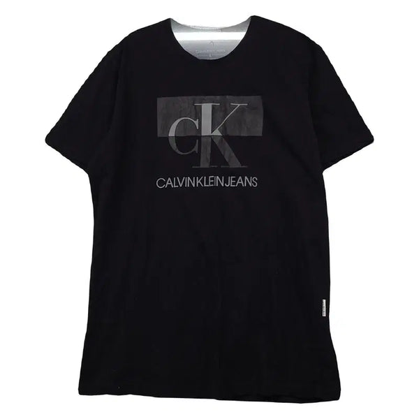 [BUNJANG] Calvin Klein Printed Black T-Shirt (L) / 캘빈클라인 프린팅 블랙 반팔티 L
