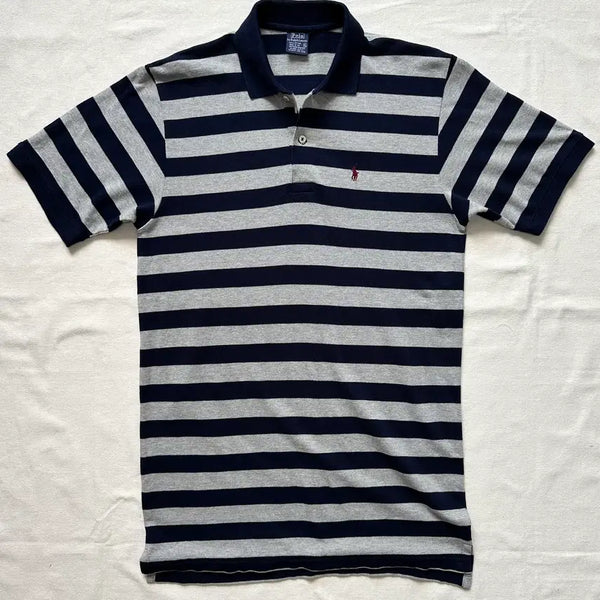 [BUNJANG] Old Polo Ralph Lauren USA Navy Grey Stripe Polo Shirt XL / 올드 폴로 랄프로렌 USA 네이비 그레이 스트라이프 카라티 XL