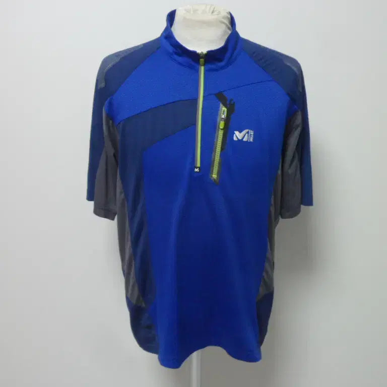[BUNJANG] Millet Men's Short-Sleeve T-Shirt Blue Polyester Size 100 (L) - Excellent Condition / 밀레/남성/일상복/등산/반팔 티셔츠/100사이즈/새제품수준