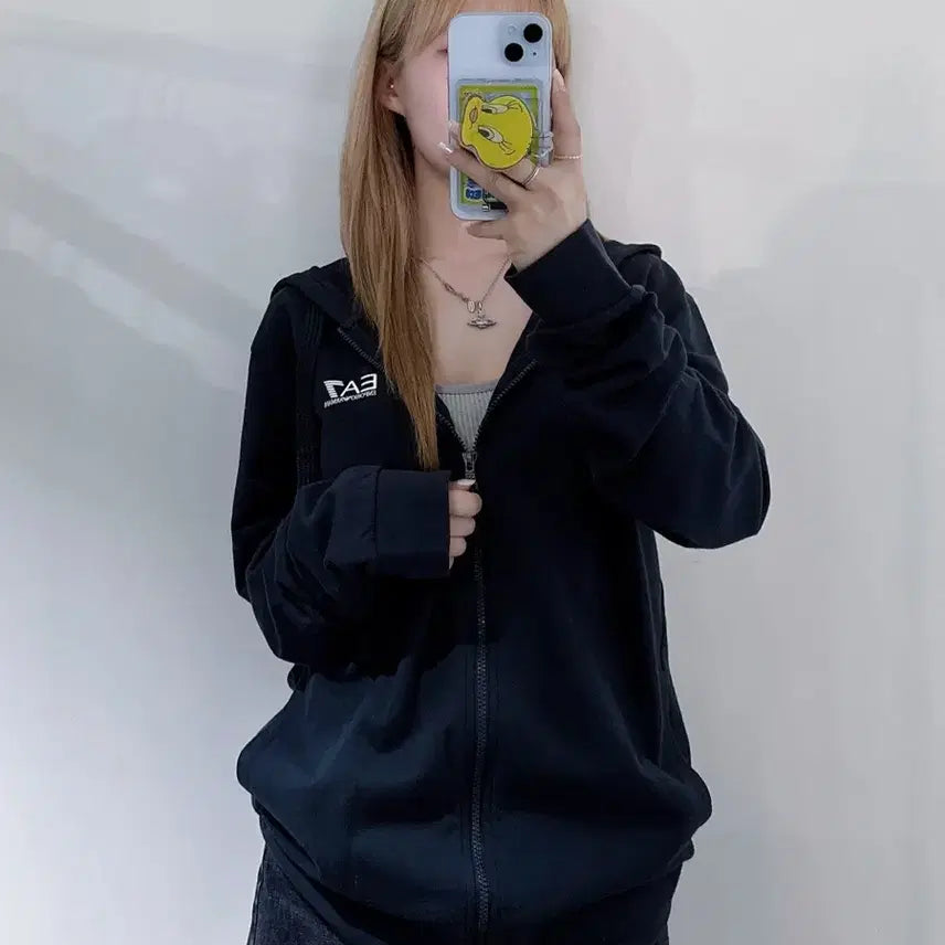 [BUNJANG] Giorgio Armani Black Zip-Up Hoodie XL / 아르마니 블랙 후드집업