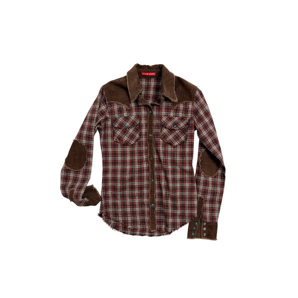 [BUNJANG] Shake Shake Western York Elbow Patch Shirt Red Plaid Check / 쉐이크 쉐이크 웨스턴 요크 엘보 패치 셔츠