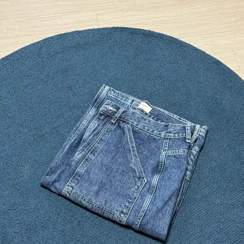 [BUNJANG] Afterpray Wide Carpenter Washed Denim Shorts Indigo / [L] 애프터프레이 와이드 카펜터 워시드 데님 쇼츠 인디고
