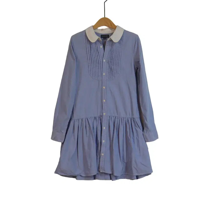 [BUNJANG] Ralph Lauren Blue Cotton Button-Front Flare Shirt Dress - Kids Size 16 (Adult XS-S) / RALPH LAUREN 랄프로렌 16(160/84)  셔츠 원피스