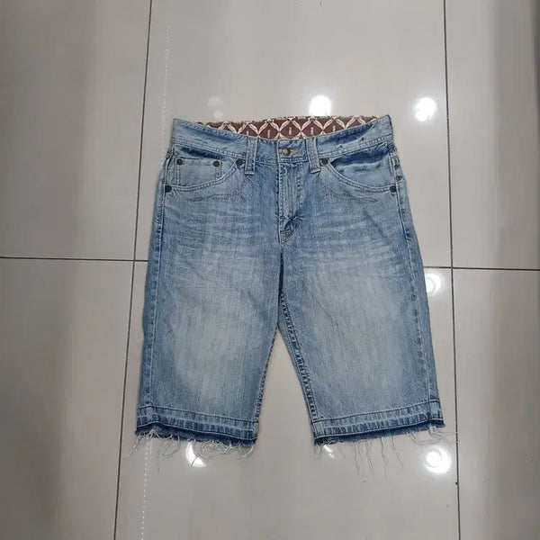 [BUNJANG] EDWIN XU Vintage Denim Shorts Size 32 / EDWIN XU 빈티지 청반바지 32사이즈 뒤주머니 인조가죽배색 중고