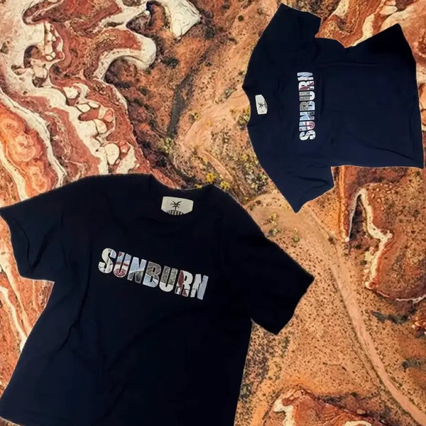 [BUNJANG] SUNBURN Applique T-Shirt Navy (Men's XL) / [썬번] Applique 반팔 티셔츠