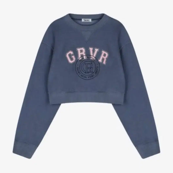 [BUNJANG] GRVR Embroidered Cropped Sweatshirt / 그로브 GRVR 자수 크롭 맨투맨