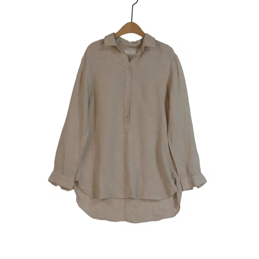 [BUNJANG] Uniqlo Linen 100% Shirt Blouse Natural Beige L / UNIQLO 유니클로 린넨100 내추럴베이지 셔츠 블라우스 L