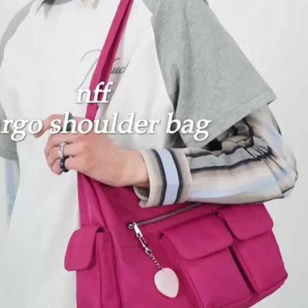 [BUNJANG] ENFP Cargo Shoulder Bag Crossbody Bag Pink Nylon / 엔프프 nff 카고 숄더백 크로스백 가방 핑크 나일론