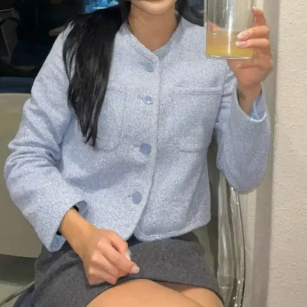 [BUNJANG] MIXXO Tweed Jacket (Sky Blue) / 시착만)미쏘  트위드자켓 하객룩