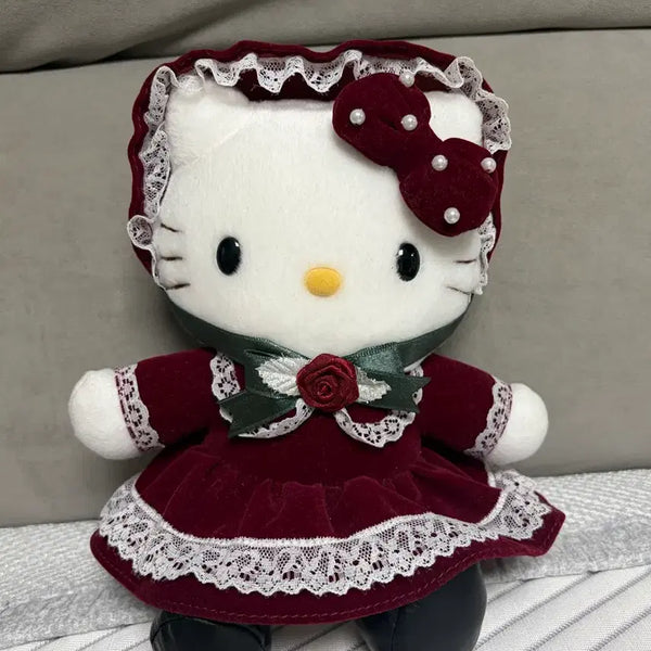 [BUNJANG] Classic Kitty Velvet Ribbon Deep Red Plush Doll / 고전키티 키티 박스 포함 벨벳 리본 딥레드 인형