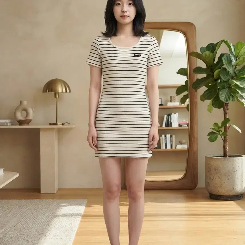 [BUNJANG] NERDY Stripe Short Sleeve Dress S / 널디 스트라이프 반팔 원피스S