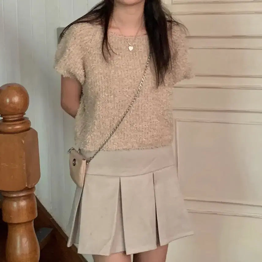 [BUNJANG] Popori Nabi Boucle Knit Blouse Beige / 포포리 nabi 부클 니트 블라우스 베이지