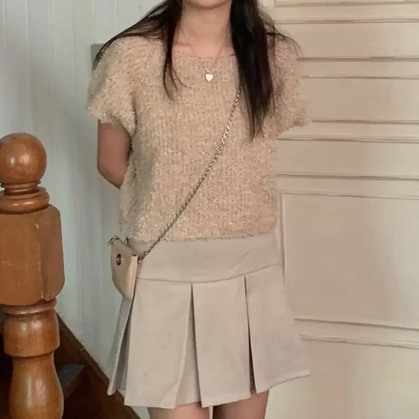 [BUNJANG] Popori Nabi Boucle Knit Blouse Beige / 포포리 nabi 부클 니트 블라우스 베이지