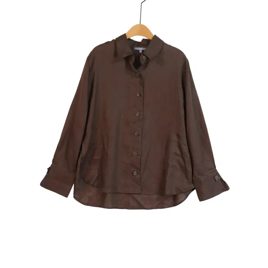 [BUNJANG] LBL Brown Linen 100% Shirt Jacket Size 66 / LBL 브라운 린넨100 셔츠 자켓 66